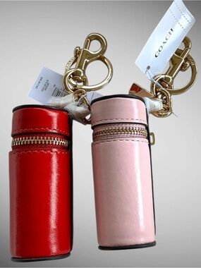 Coach Lipstick Holder Bag Charm Bundle Pink Red CEM91 NWT